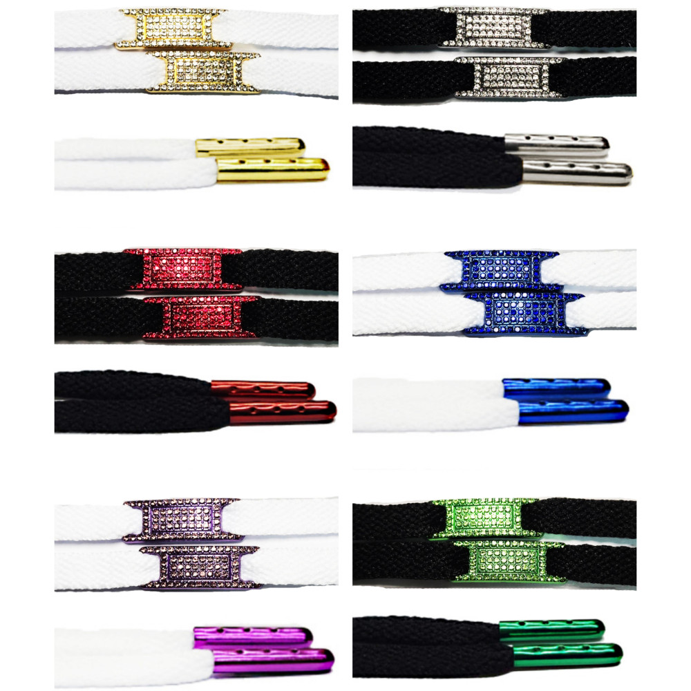 Glossy Matellic Dubrae Shoelaces with Aglets Tips - 6 Colors -